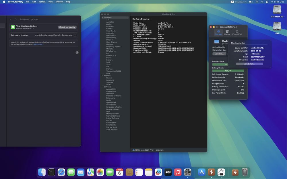 MacBook Pro 15” (2019) | i7, 16GB RAM, 512GB SSD | Нова батерия