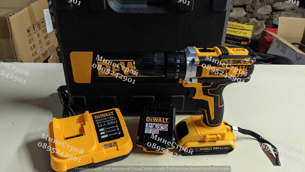 Акумулаторен ударен винтоверт DeWalt 24V 5Ah с 2 батерии Девалт