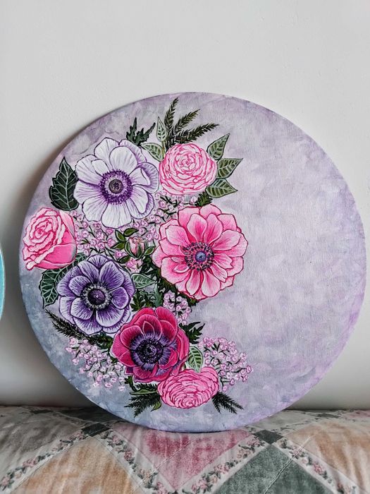 Мои картини-триптих-цветя-акрил.