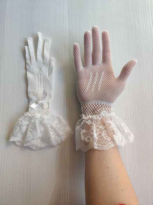 Перчатки кружевные белые S/M