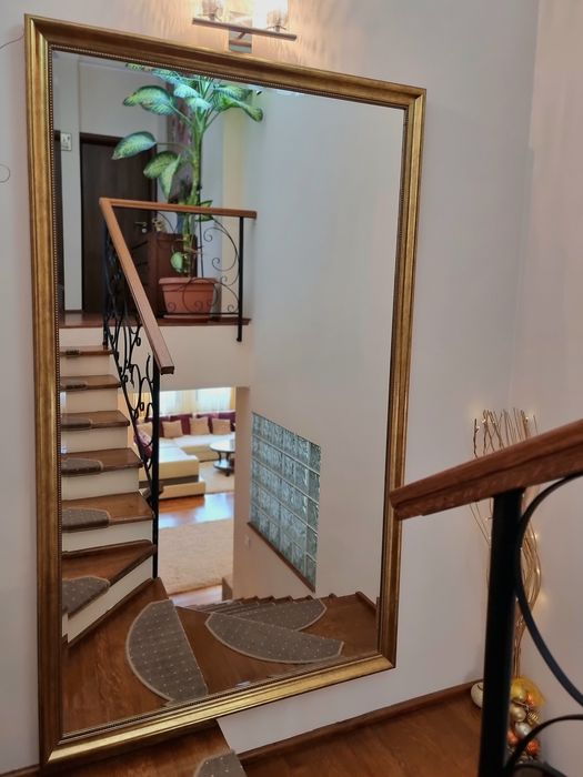 Oglindă masiva Miralite Saint Gobain  ramă lemn gold vintage