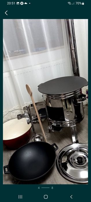 Ceaun fontă emailată 16 L Promo  + sobă  inox + capac inox ,ling