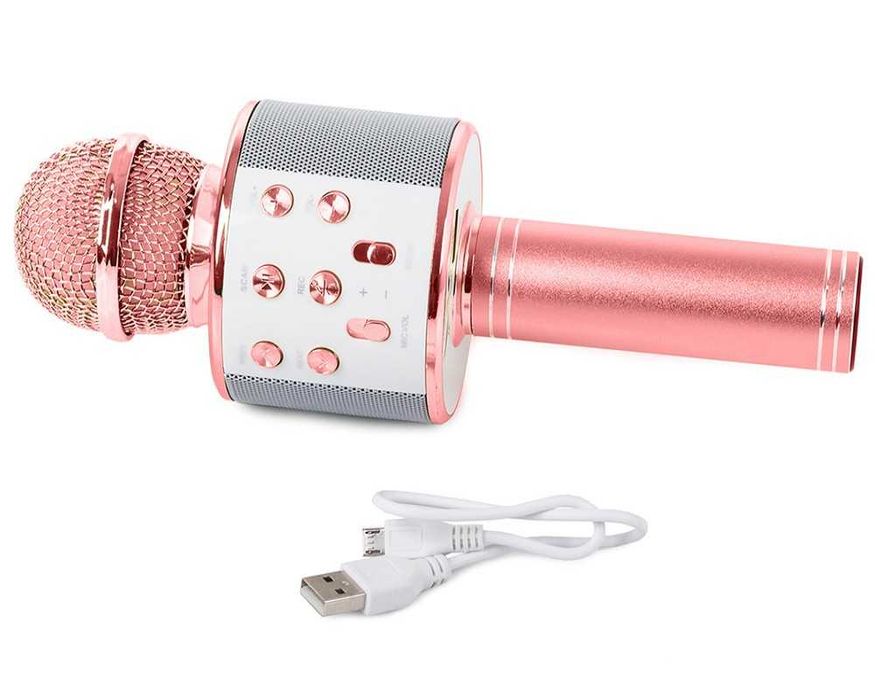 Microfon karaoke wireless Bluetooth cu difuzor MP3 microSD husa inclus