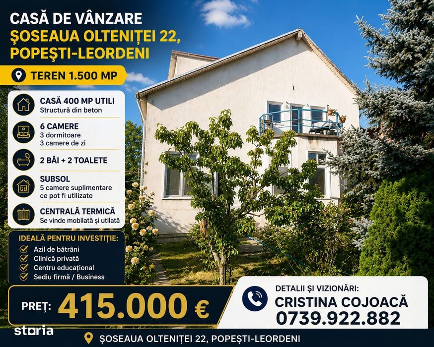 Casa Individuala Soseaua Oltenitei 1500 mp 11 Camere 4 bai
