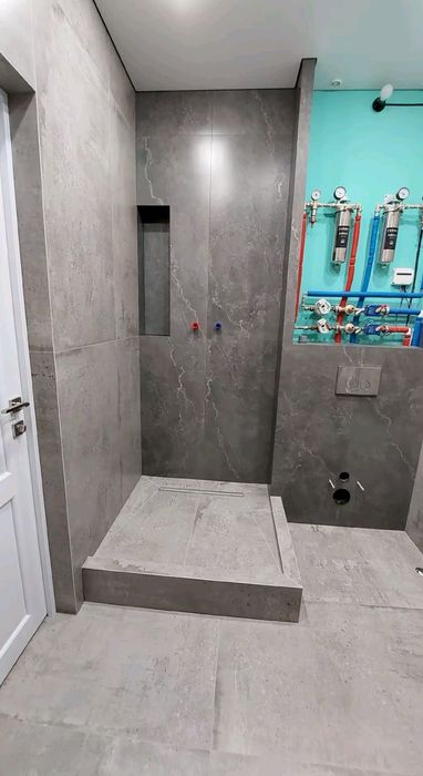 Кафель. Керамогранит широкоформатный.  Укладка плитка