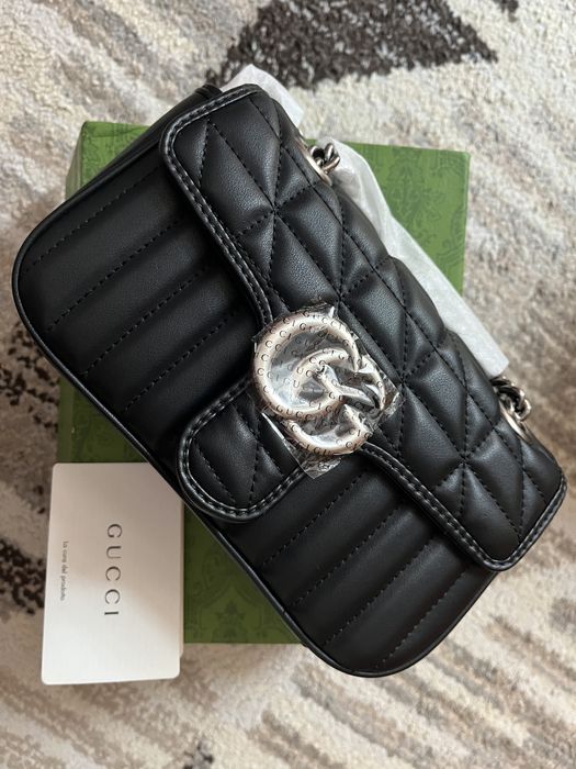 Черна кожена чанта Gucci