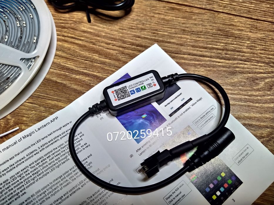 Kit Banda Led DIGITALA 5050 RGB IP65 / 5m cu Bluetooth +Telecomanda RF