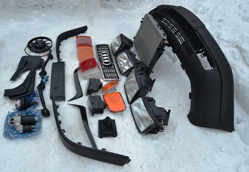 бампер Ауди 100 с4, фары, радиаторы,молдинги,решетка,рычаги,брызговики