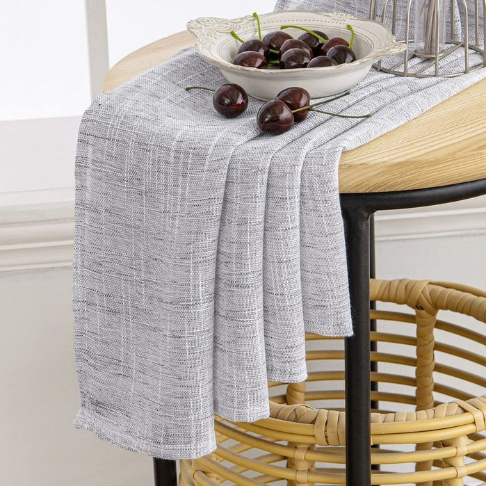 Perdele MIULEE Tip In Gri-Alb 140x260 cm Set 2 Bucăți cu Rejansă