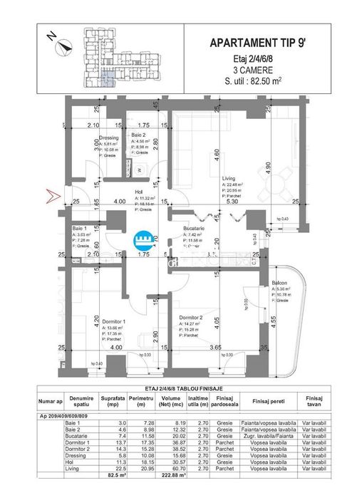 Apartament 3 cam, openspace, 87.86 mp, de vanzare,bloc nou Galata