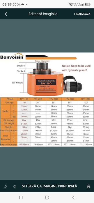 Pompa hidraulica pentru aplicatii industriale - 20T