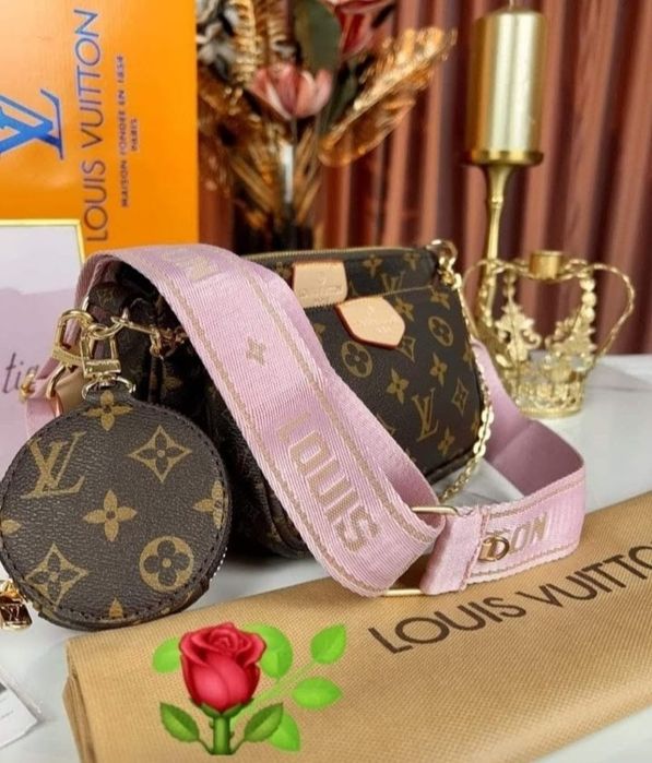 Geanta 3 in 1 LV,logo metalic auriu, saculet, etichetă