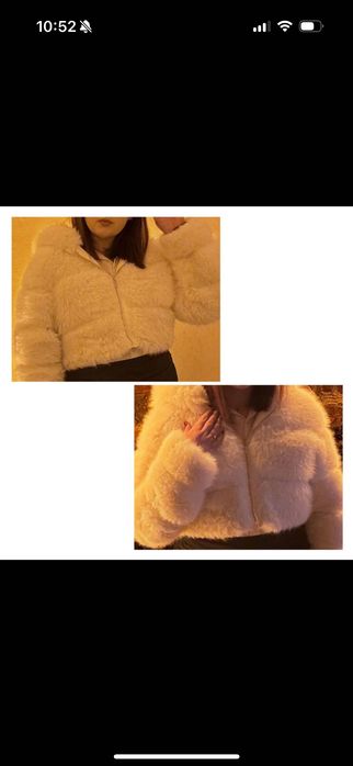 Geacă scurtă pufoasă cu blană