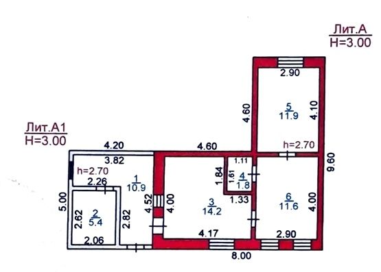 Часть дома, в центре (район вокзала)