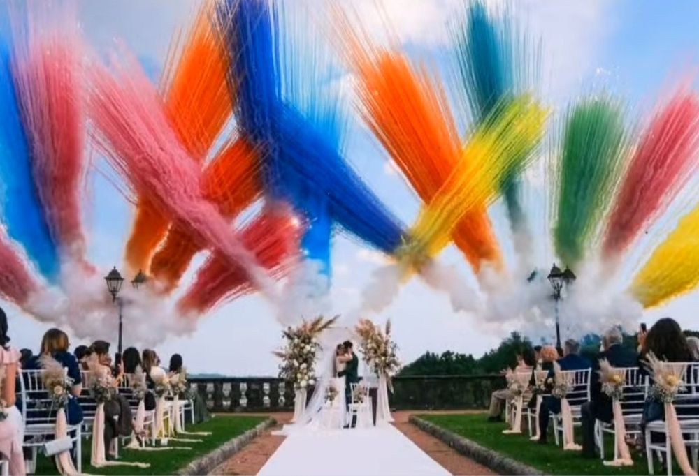 Artificii cununie - artificii gender reveal - artificii exterior nunta