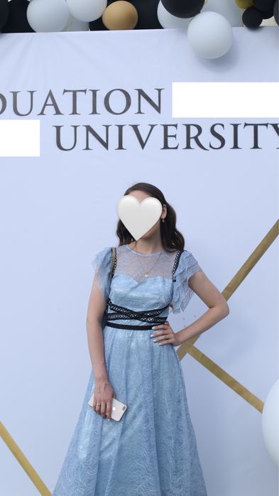 Нарядное голубое платье, размер S