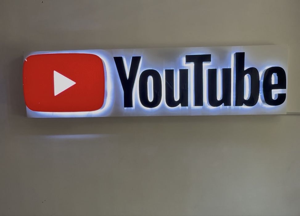 YouTube 3D LED logotipi 165×42