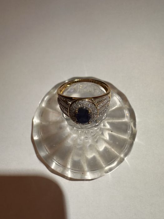 Inel aur cu safir si diamant 18k