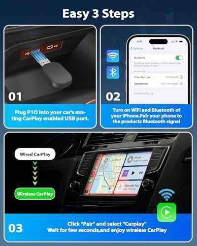Нов Безжичен Apple CarPlay адаптер WiFi Bluetooth Plug & Play кола