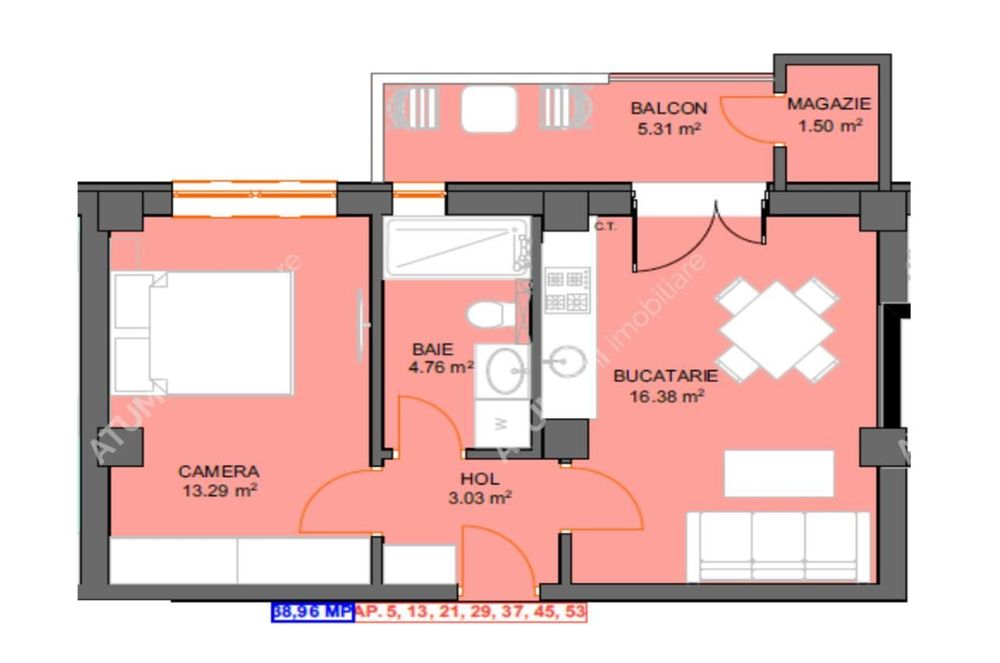 Apartament 2 camere balcon parcare si camara zona Doamna Stanca