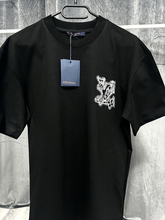 Louis Vuitton tricou negru brodat model premium S-XXL nou