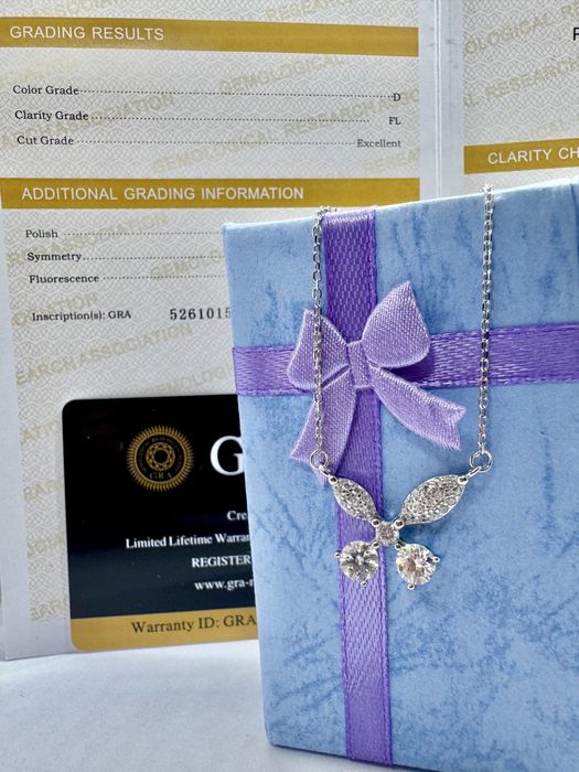 Сребърно колие с мойсанит (Диамант) 1 карат