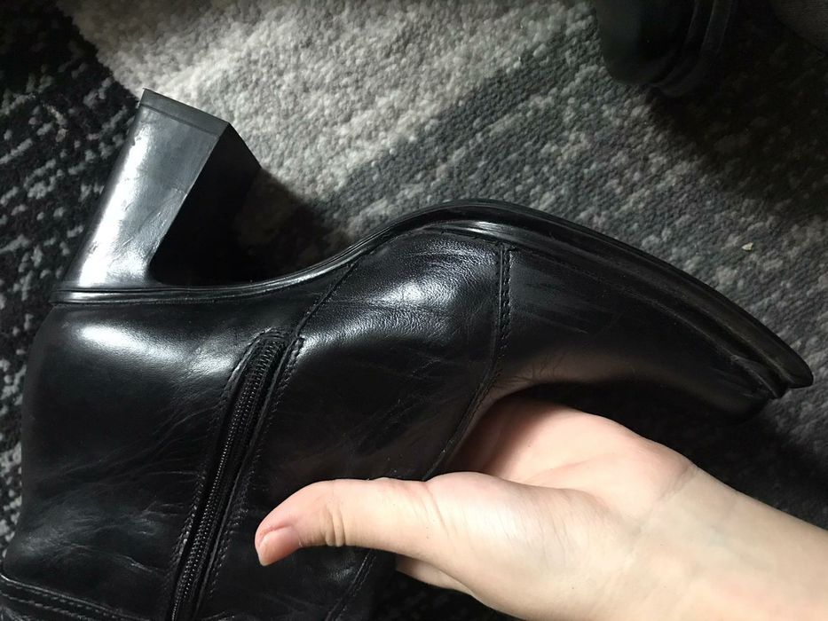 Cizme din piele cu toc patrat