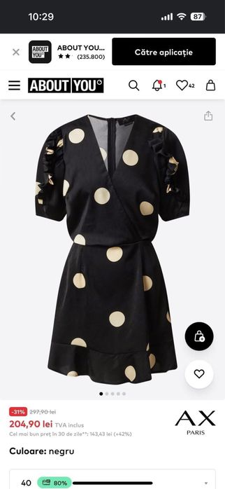Rochie AX Paris primavara cu buline si volane