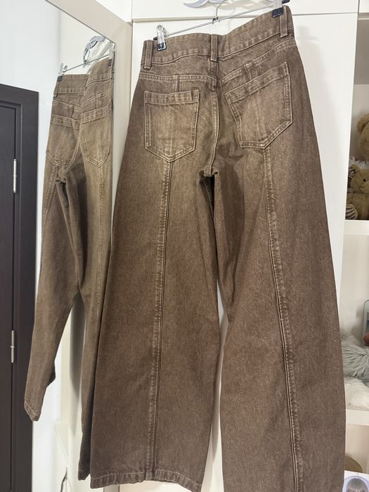 Rust brown zara wide leg jeans