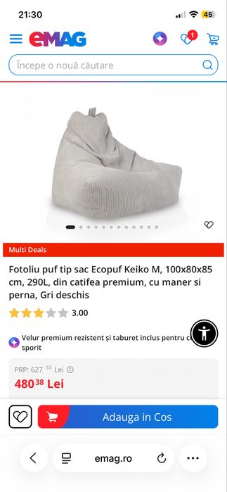 Bean bag Ecopuf 100x80x85