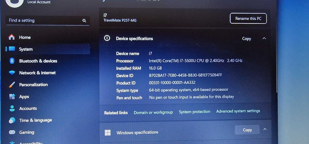 laptop Acer TravelMate i7