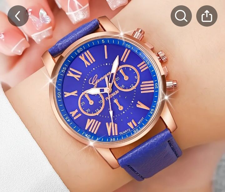 Луксозен комплект -дамски кварцов часовник и гривна,висококачествена к