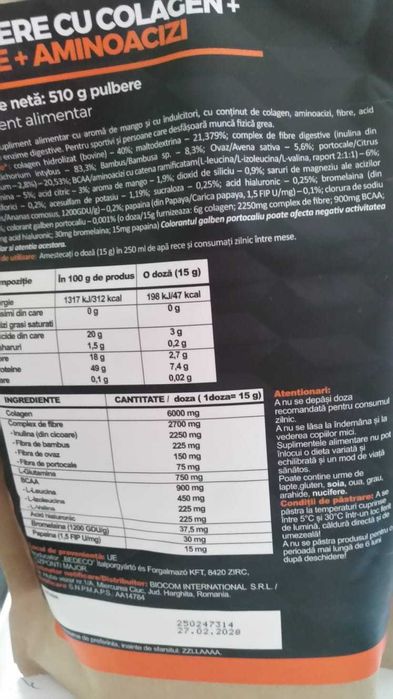 Pulbere Colagen+Fibre+Aminoacizi