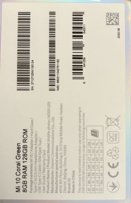 Xiaomi mi 10 5G 128gb