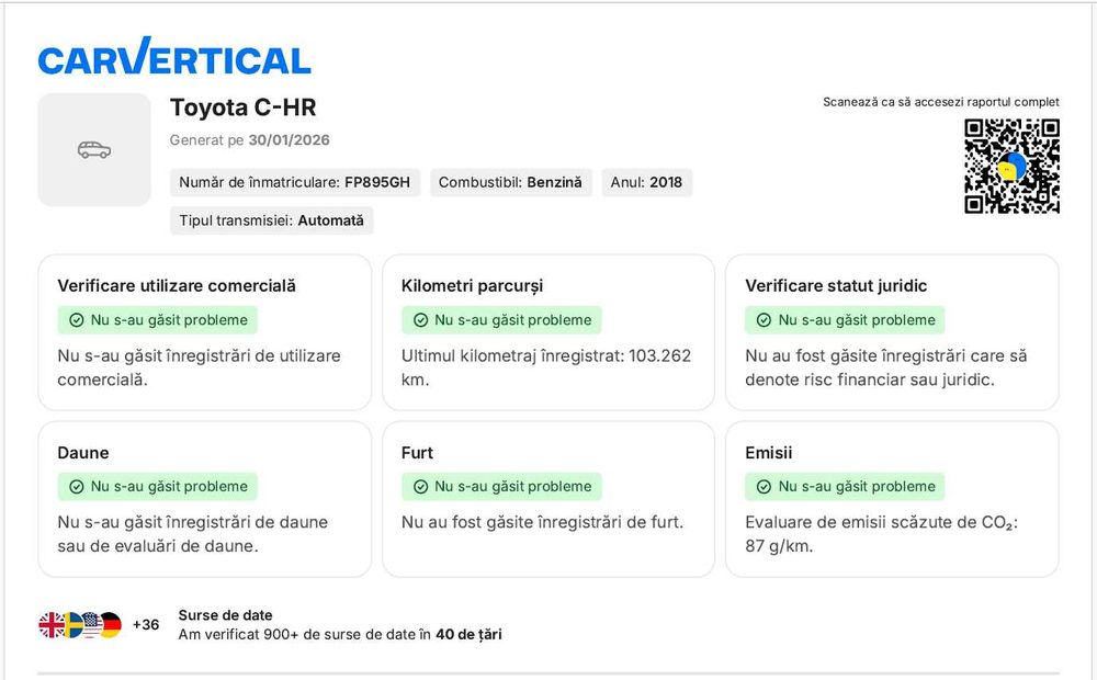 Toyota C-HR 1.8 hibrid, carte service, revizie tocmai facuta