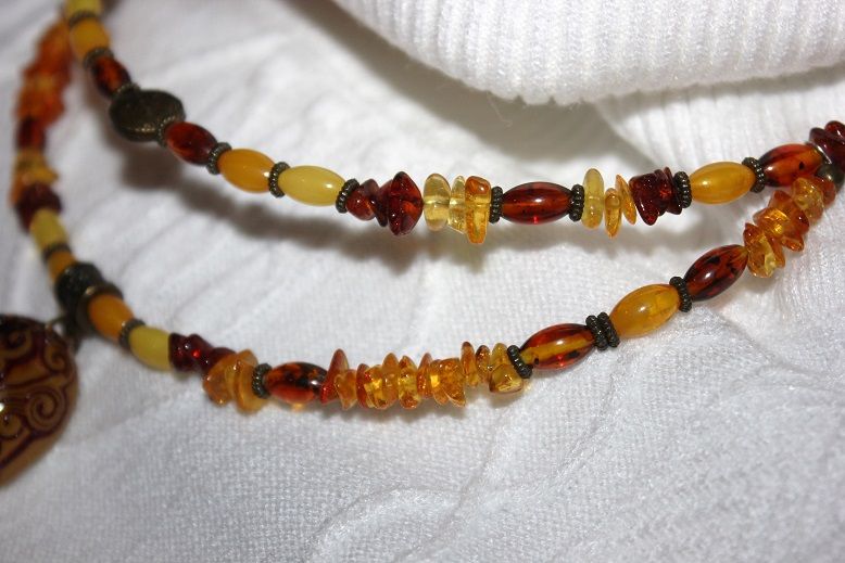 Комплект янтарный (колье+браслет)