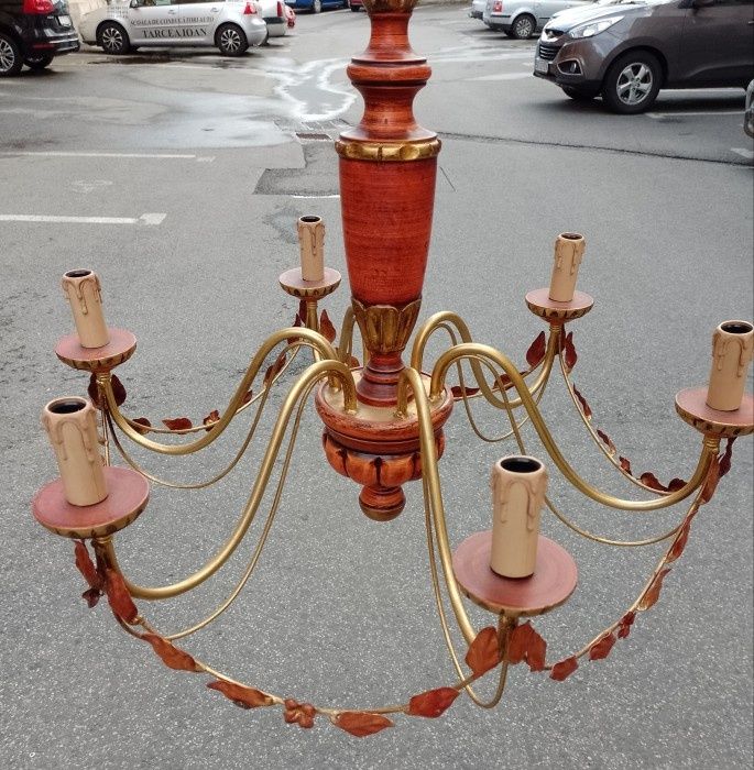 Elegant candelabru din lemn și fier forjat,piesa deosebita ,stare exce