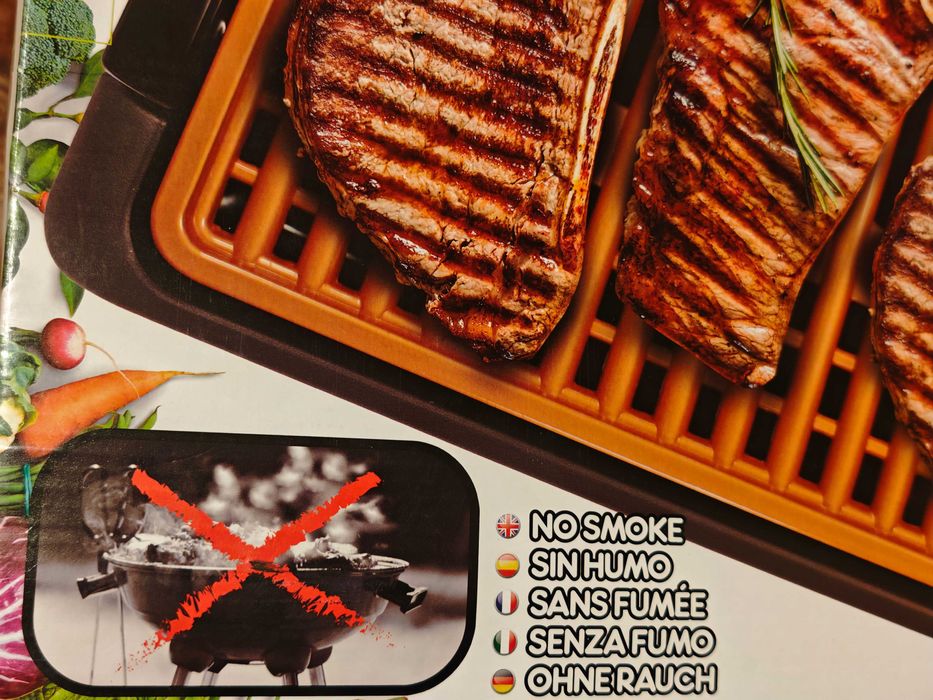 ПРОМО!БЕЗДИМНА Ел. скара/грил+туч плоча с МЕДНО незалепващо покритие