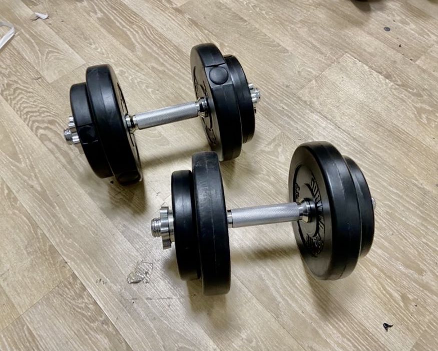 Gantere reglabile noi cu bari otel crom si piulite 20 kg-10+10=20 kg