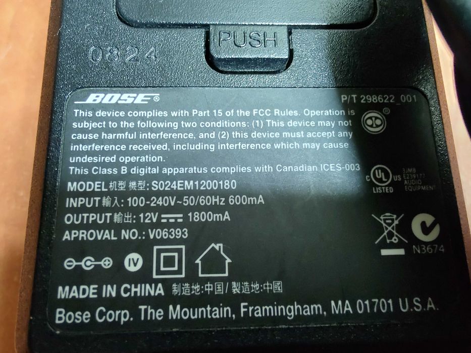 Adaptor ORIGINAL BOSE S024EM1200180 COMPANION 2 seria II 12V 1800mA