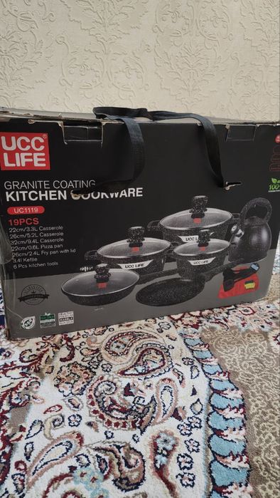 Qozon nabor+ Tava (skavorotka)+Choynak+kapkir , chumichlari bilan