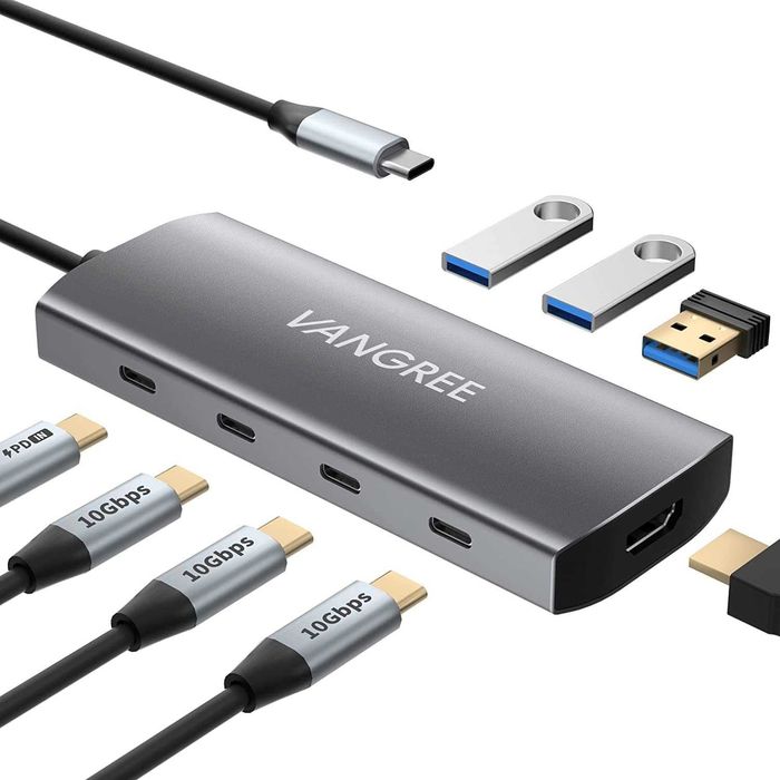 Hub USB C VANGREE 7 in 1 HDMI 4K 60Hz 10Gbps si Power Delivery 100W