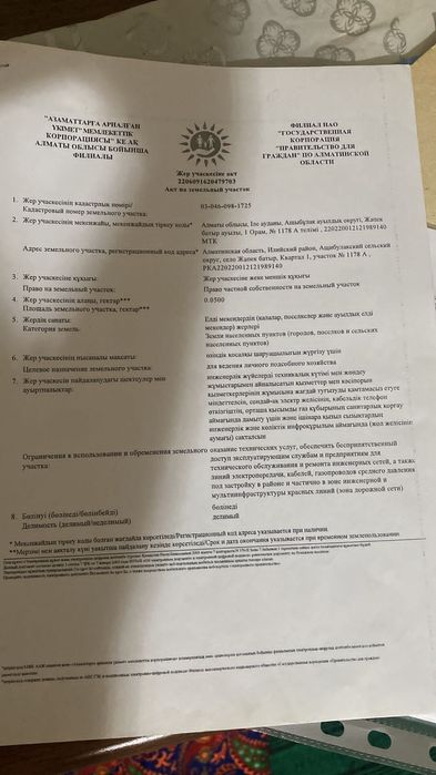 Участка. Жер. 12 декабрь срочно