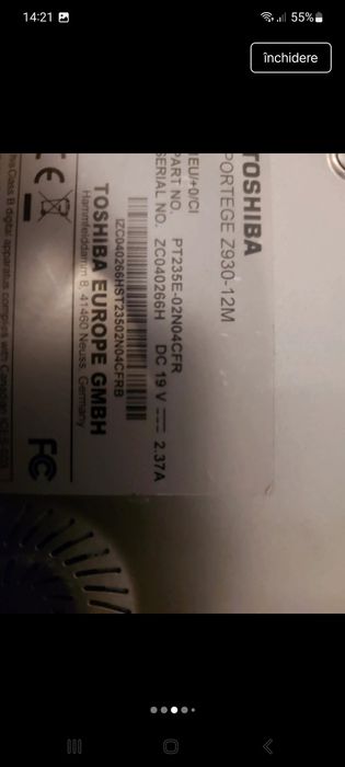 Laptop Toshiba Portege Z930-12 procesor i7  3667U