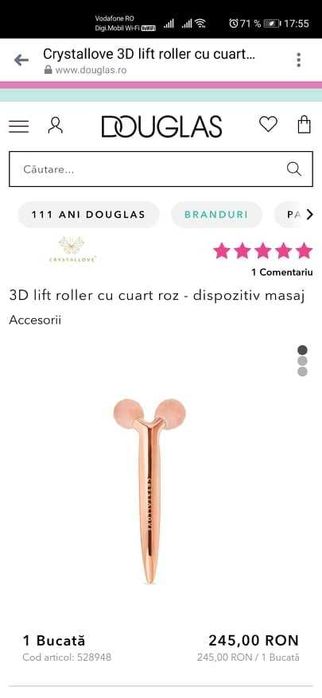 3D lift roller cu cuart roz - dispozitiv masaj, sigilat