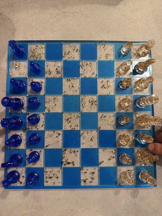 Placa sah+piese foita de aur | CADOU inedit, unic