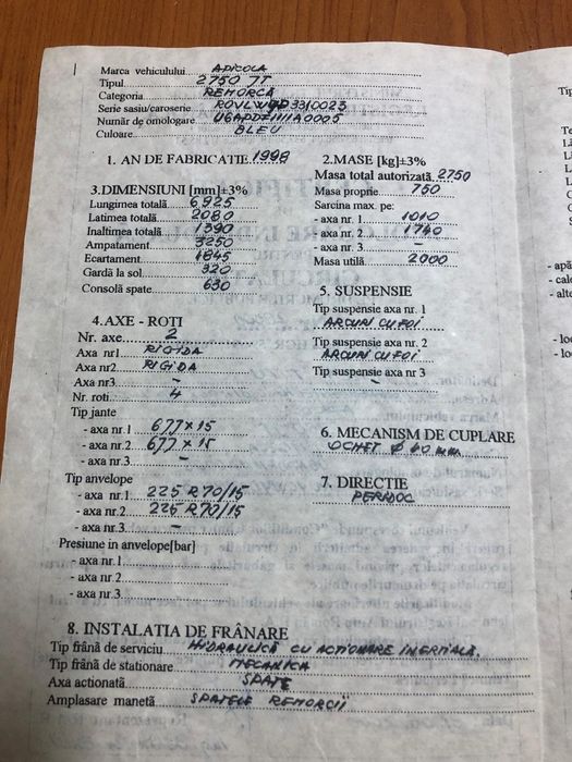 Remorca apicola omologata, inmatriculata, cu acte .