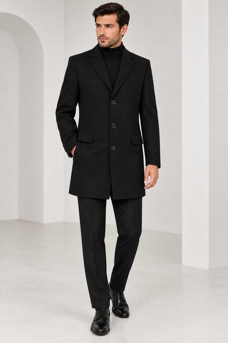 Pardesiu barbat, Toto Italia, FB Fashion, Negru, Slim Fit, 54/56