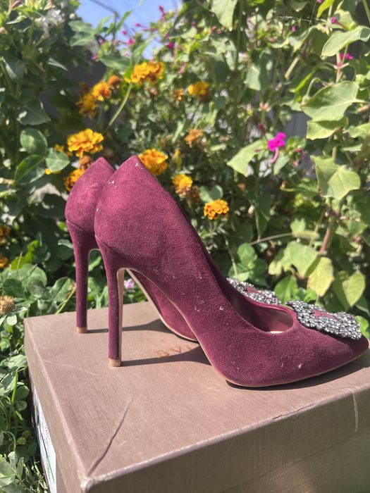 Туфли замша с камнями