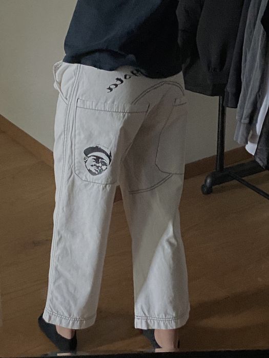 Pantaloni albi print hip hop 90’s rap cargo